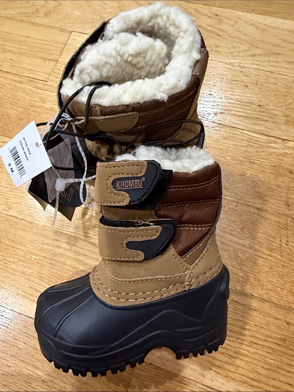Khombu Kids Brown and Tan Sherpa-Lined Snow Waterproof baby  Boots